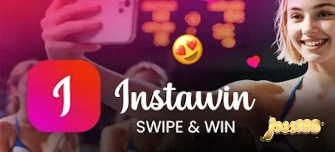 Antarmuka permainan Instawin dengan desain kartu pos yang modern